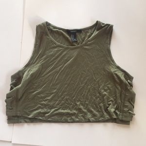 FOREVER 21 ARMY-GREEN CROP TOP